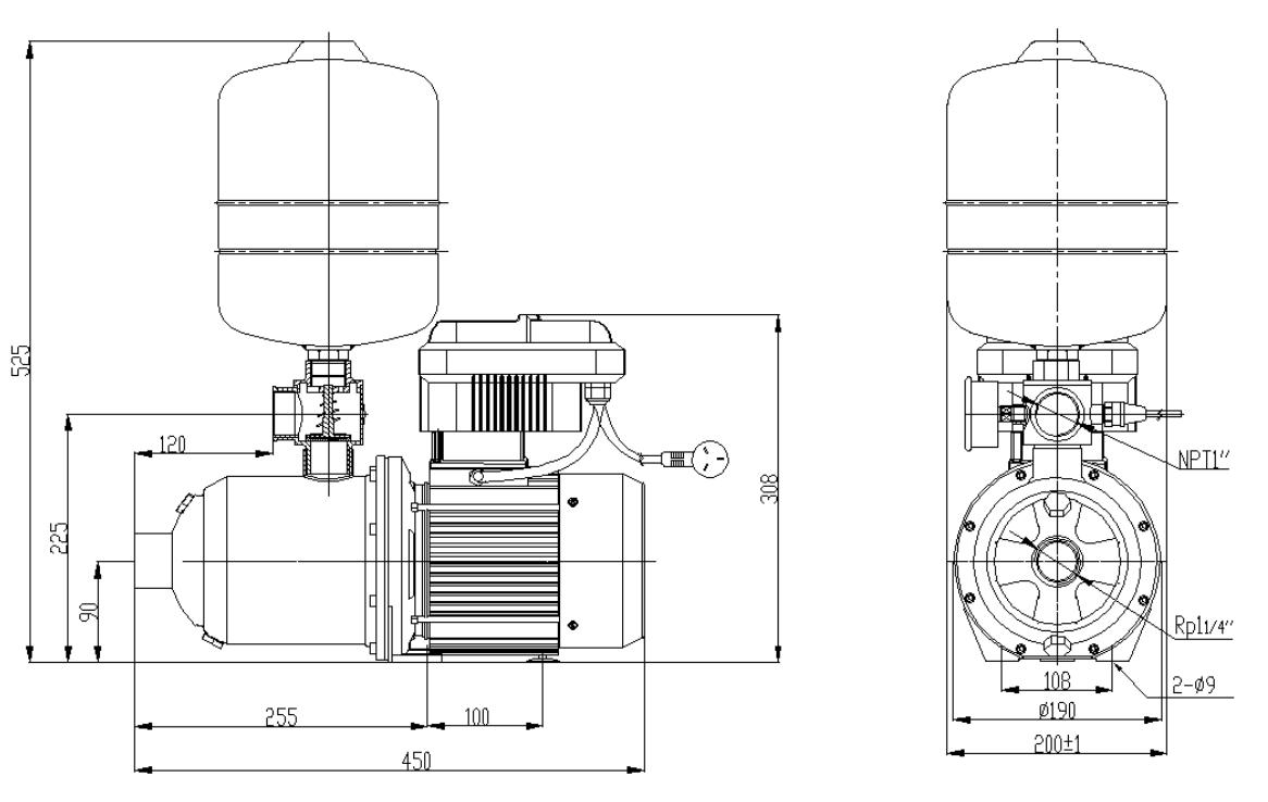 Tehnički crtež i dimenzije – F-AHM405T