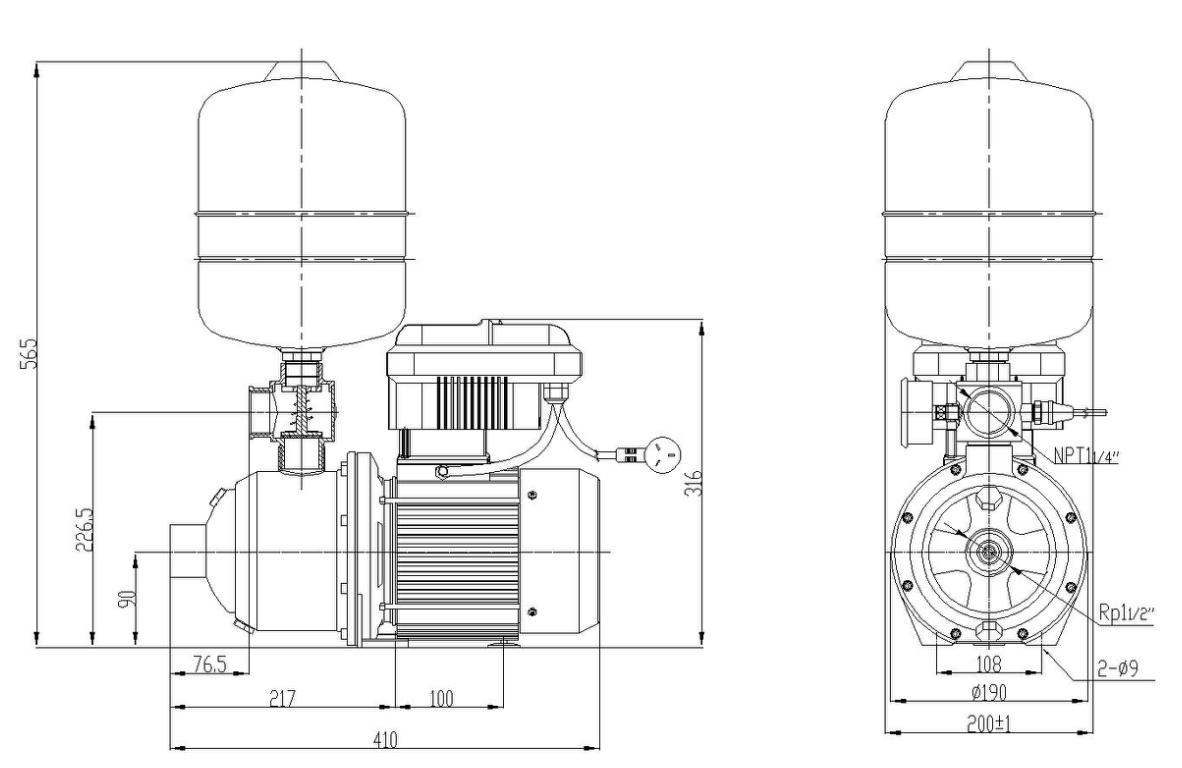 Tehnički crtež i dimenzije – F-AHM803T