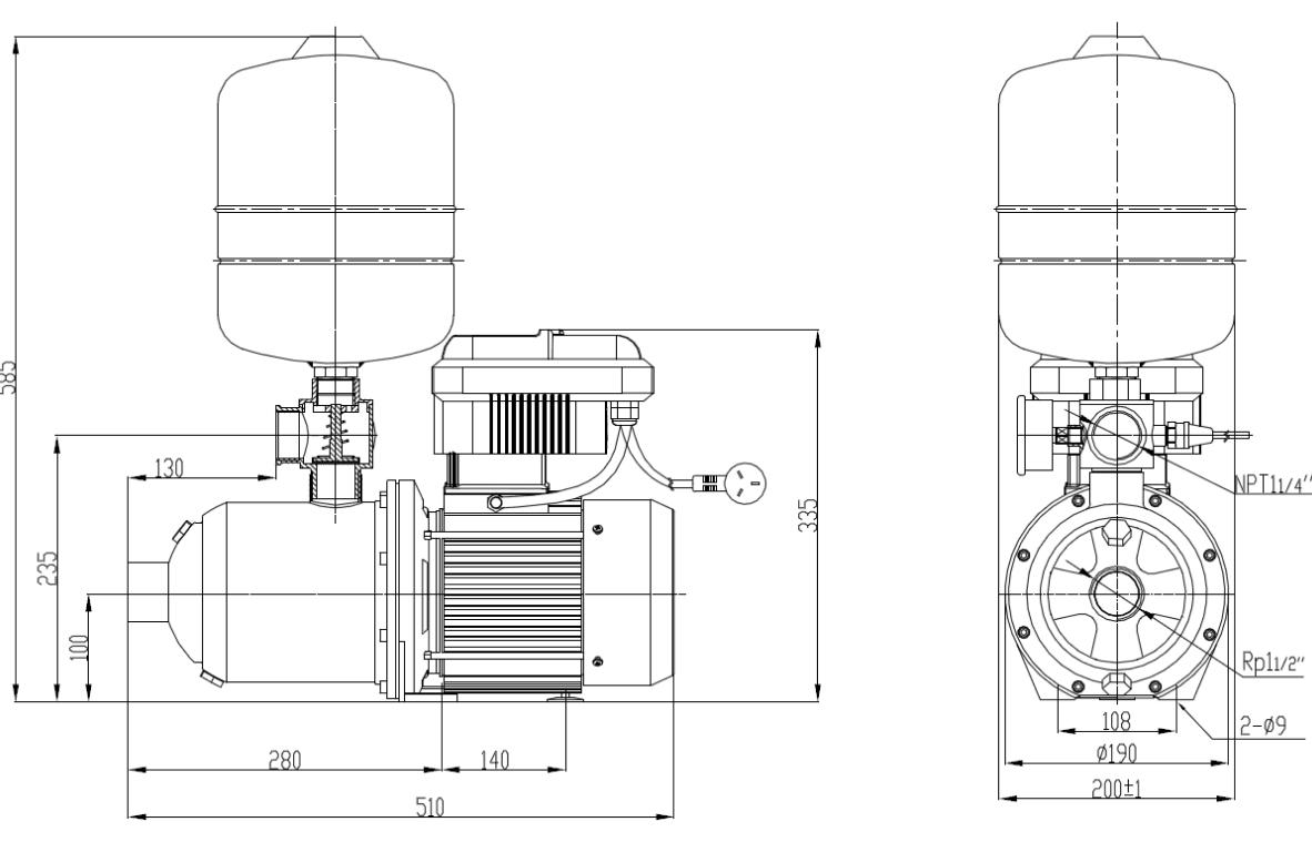 Tehnički crtež i dimenzije – F-AHM804T