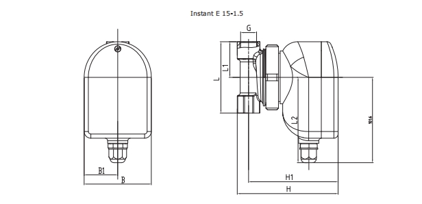 Tehnički crtež i dimenzije – Instant E 15-1.5
