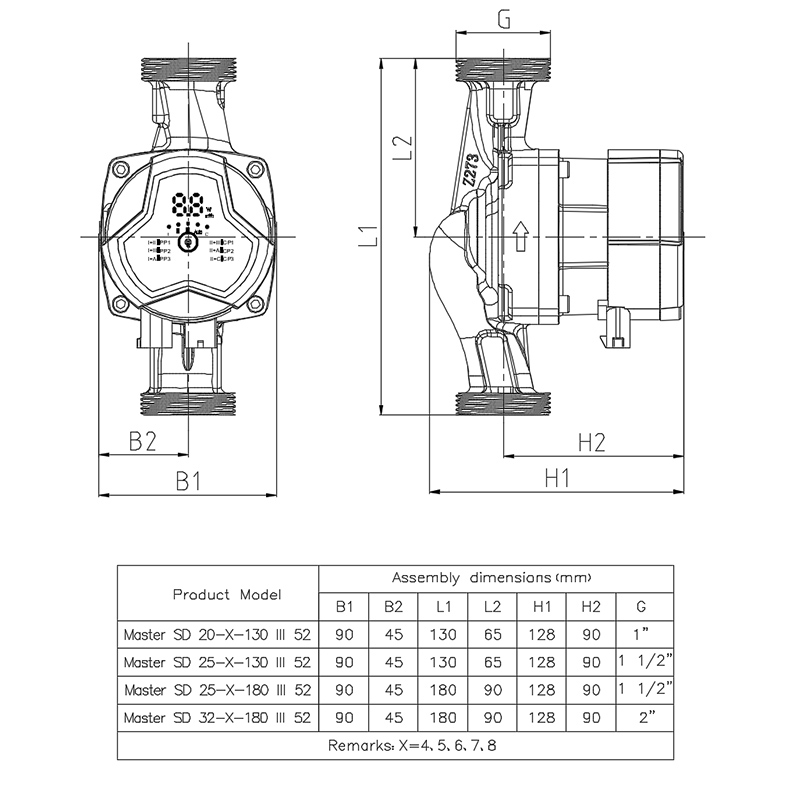 Tehnički crtež i dimenzije – Master SD 25-8 180